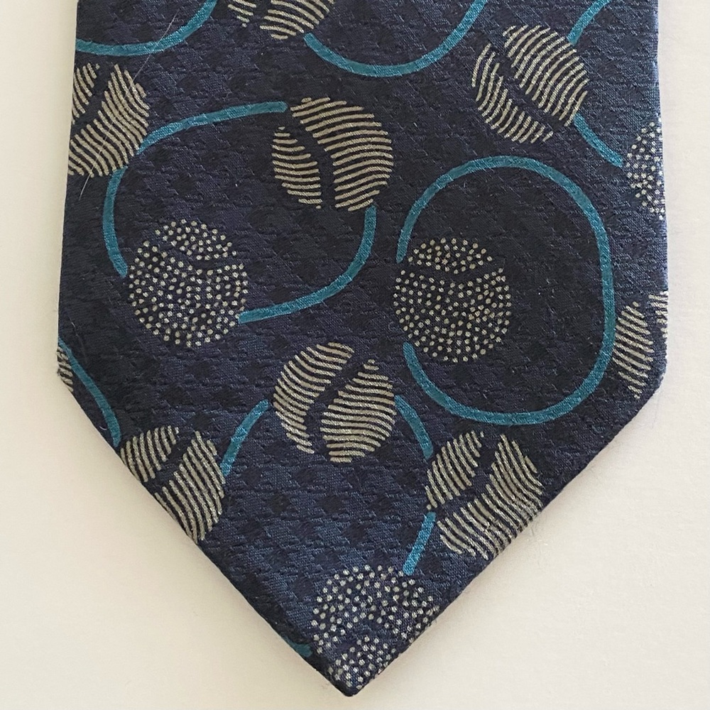 VALENTINO Cravatte 8088 Navy Geometric Circle Patterned 100% Silk Tie Necktie